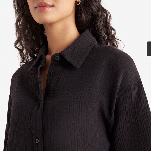 Roots Isla Cotton Gauze Black Women's Cropped Shirt - Picture 2 of 7